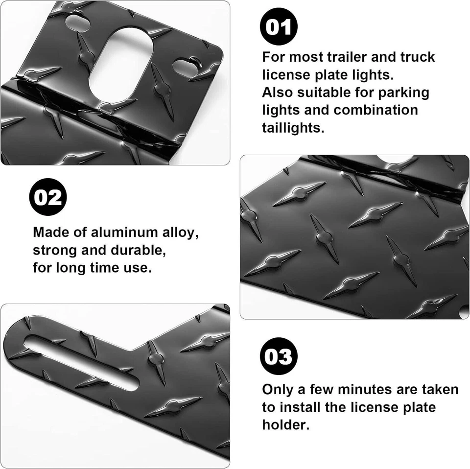Aluminum License Number Plate Light Mount Bracket Holder For Car Trailer Truck - image 3 of 4