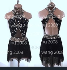 Adult Ice Skating Figure skating Dress Gymnastics Costume black