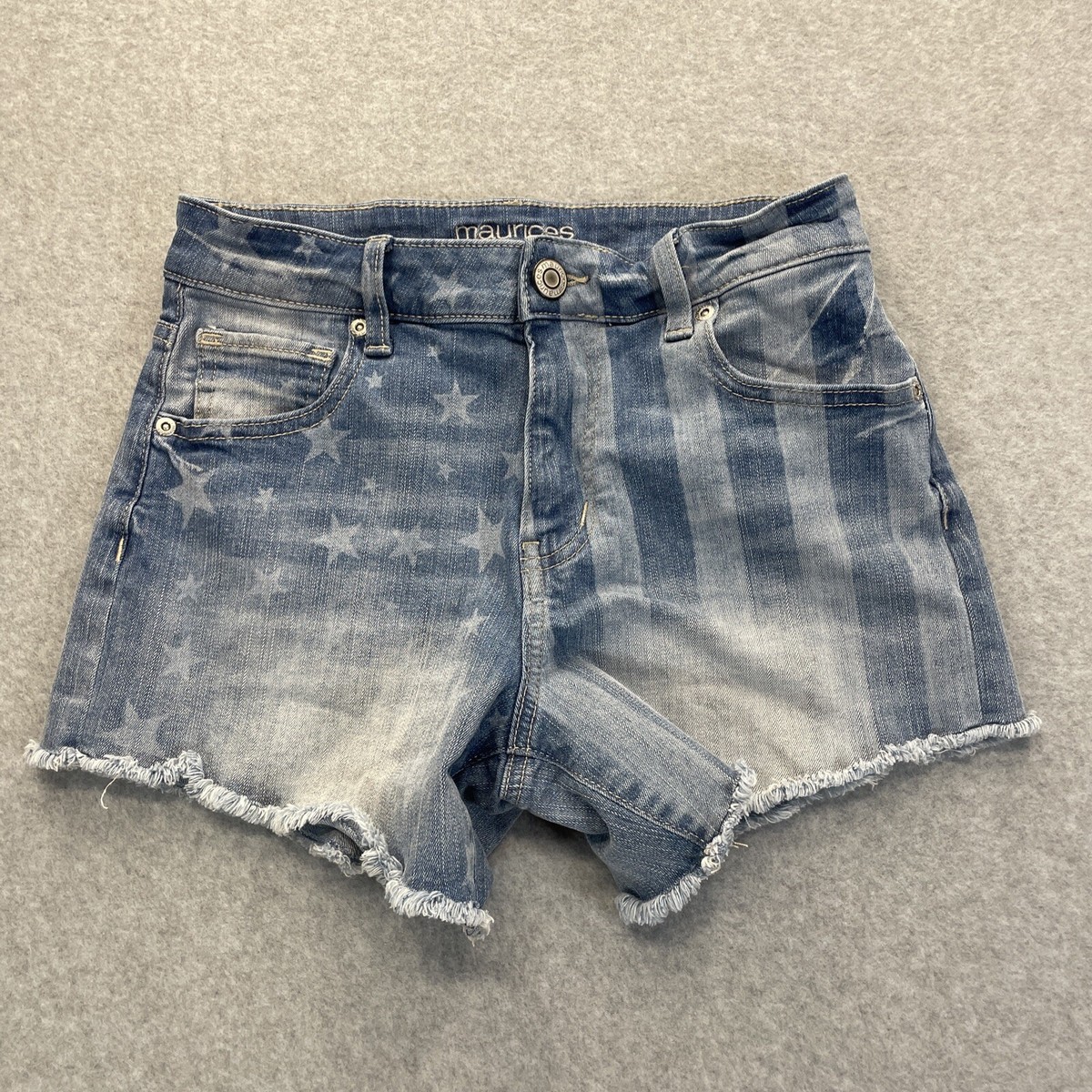 Maurices Denim Jean Shorts Womens Size Blue High Rise Stars