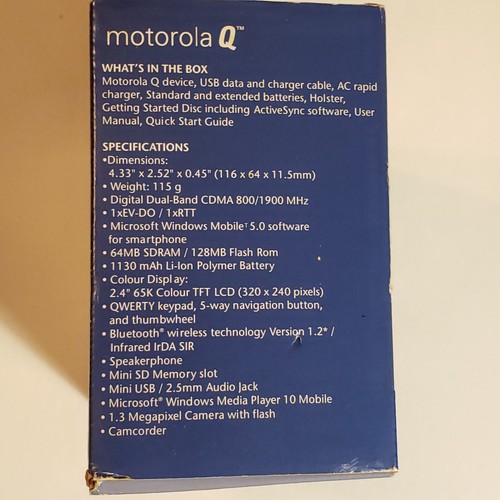 Smartphone vintage Bell Motorola Q Windows débloqué avec étui batterie supplémentaire neuve - Photo 12 sur 13
