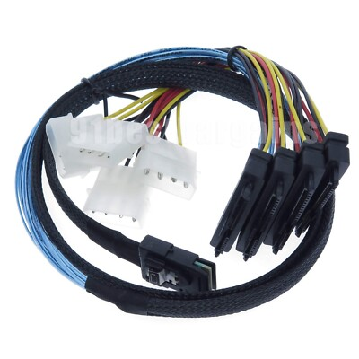 #ad #ad Internal Mini SAS to SAS w Molex Power Cable SFF 8087 to 4x SFF 8482 1M $12.94