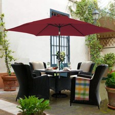 Garden Round Parasol 3M Outdoor Patio Sun Shade Umbrella Tilt Crank Wine Red