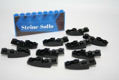 Lego (c) 10x Dachstein / Bogen - 1x4 - 13547 - schwarz - black - inverted