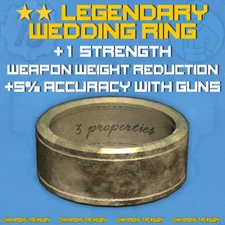 FALLOUT 76 PC WEDDING RING WEAPON WEIGHT REDUCTION +5% ACCURACY W/GUNS +2 STR