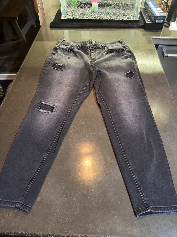 Venezia Women's Plus Size 22 Black Skinny Ankle Medium Wash Stretch Denim Jeans