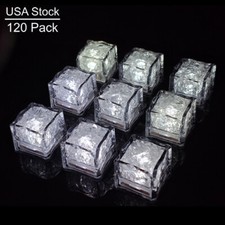 120PCS Glow Ice Cubes for Drinks Single White Color Led Lights Glow in the Dark