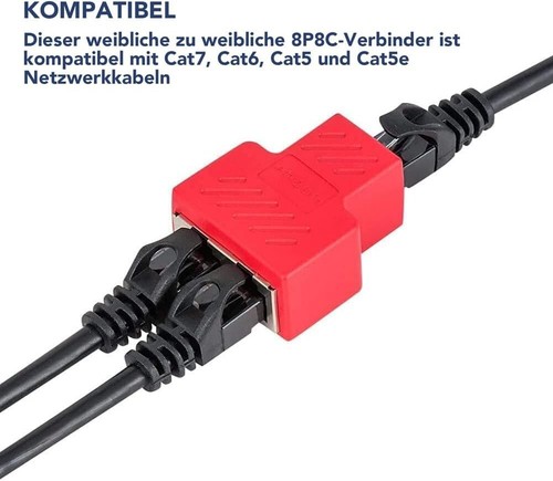 LAN Splitter 1 auf 2 RJ45 Ethernet Verteiler Kabelnetzwerk Adapter 10 Gbit Se... - Bild 9 von 11