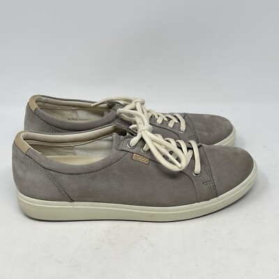 Ecco Soft 7 Sneakers Womens 9 EU 40 Gray Nubuck Leather Casual Preppy Shoes
