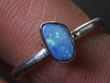 Australian Multi Fire Doublet Opal Handmade Sterling Silver Ring