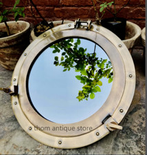 Antique Barss Finish Porthole Mirror 17