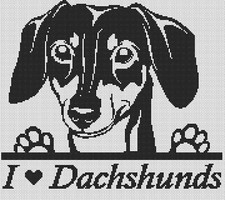 I Love Dachshunds Counted Cross Stitch Chart No. 2-907