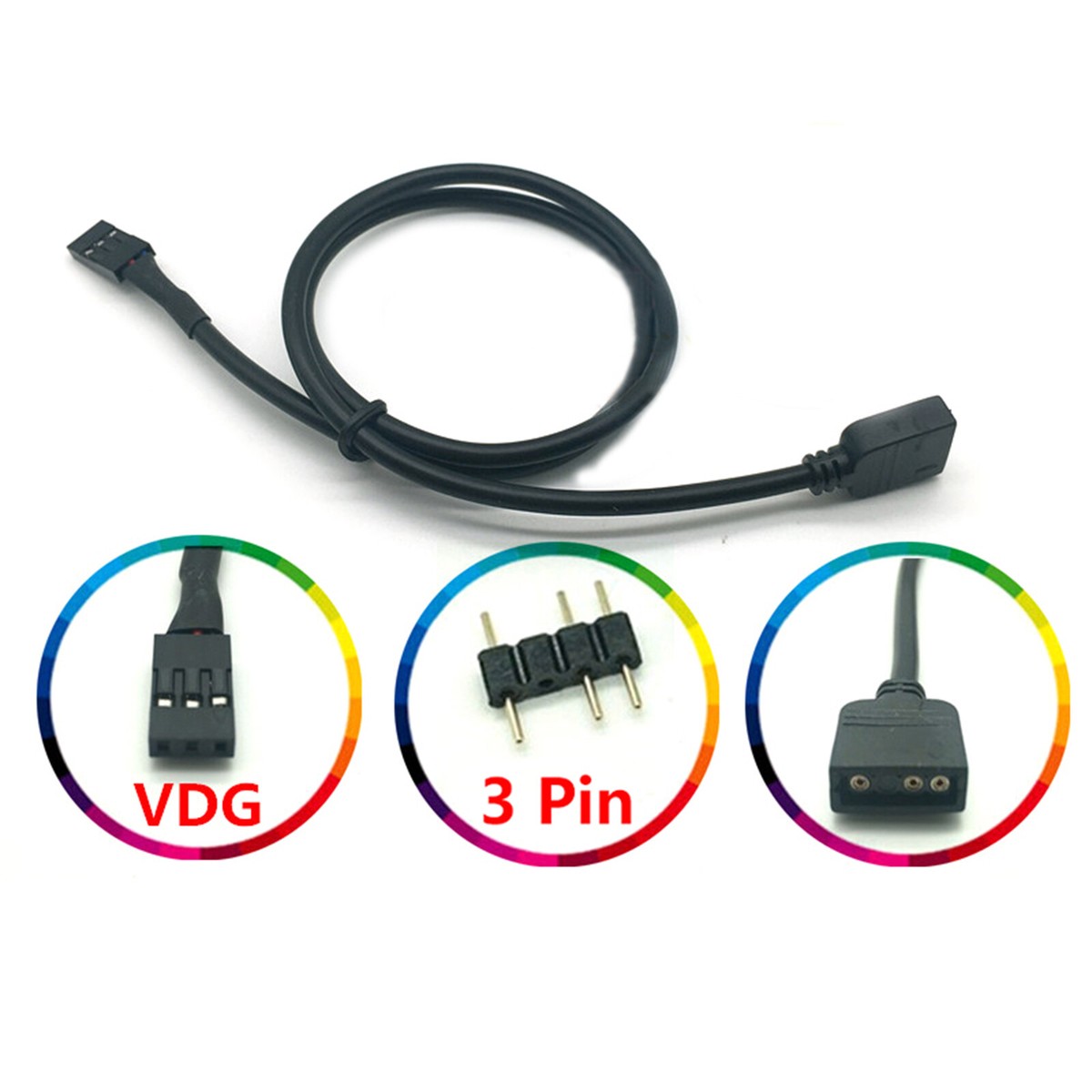 Sourcing Map RGB Shunt Kabel 3 Pin - 2 Stück, 50 Cm, Buchse Zu Buchse Für 5V LED Streifen & RGB Lüfter