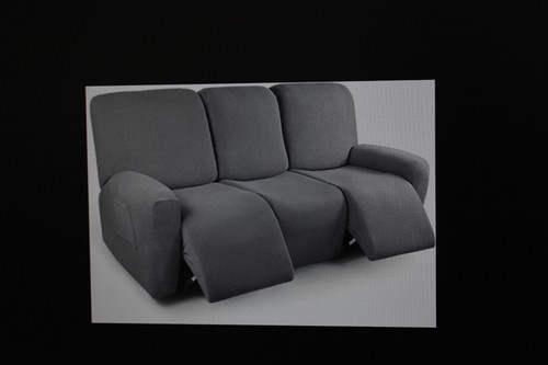 Recliner Sofa Covers 8 Pieces Stretch Large Couch Covers for 3 Seats Grey - Bild 5 von 5