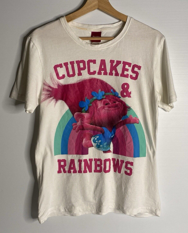 Trolls Cupcakes & Rainbows T-Shirt Women S White DreamWorks S/S Graphic Print