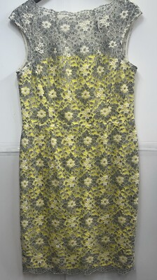 Maggy London Womens Yellow / Gray Floral Lace Sleeveless Dress Size 14 | eBay Maggy London Womens Yellow / Gray Floral Lace Sleeveless Dress Size 14 | eBay