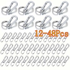 12-48PCS Metal Keychain Carabiner Clip Keyring Key Ring Chain Clips Hook Holder