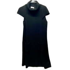 Calvin Klein Short Sleeve Mock Neck Sweater Dress Women's Size Medium Black EUC