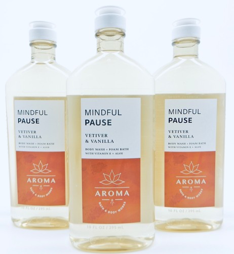 3 BATH & BODY WORKS AROMATHERAPY MINDFUL PAUSE VETIVER & VANILLA BODY WASH 10 oz - Picture 17 of 18