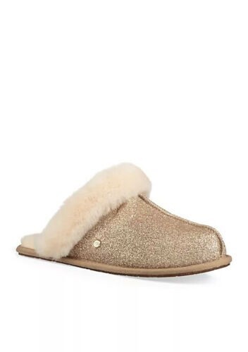 PANTOFOLA D’ORO Nuove pantofole UGG Australia Scuffette ll oro scintillante peluche scarpa da donna taglia 9