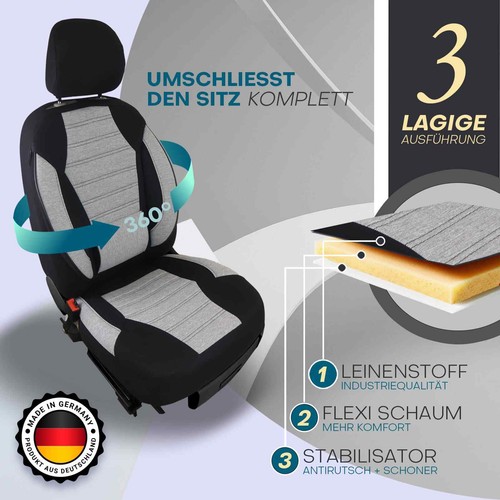 Fundas de asiento de coche Prime adecuadas para Audi A4 B8 desde 2007-2015 (negro-gris) | NUEVO - Imagen 2 de 12