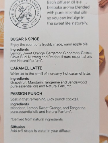 Bosisto's Sweet Treat Diffuser Oil Gift Sugar Spice Caramel Latte Passion Punch - Picture 3 of 3