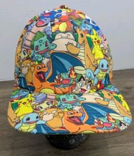 Pokemon Original Nintendo Snapback Hat All Over Print Pikachu Charizard Squirtle