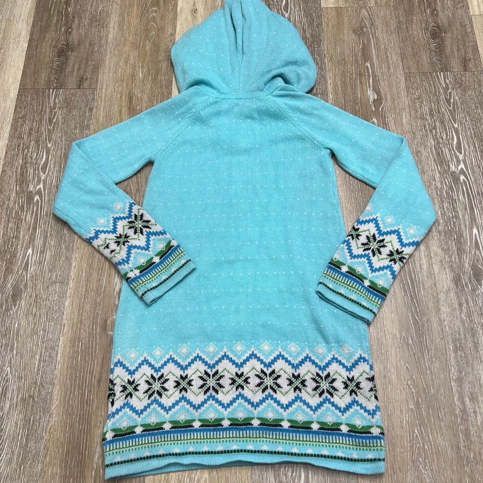 GAP Pullover Angora Pelo de Conejo Azul Estampado Isla Justa Suéter con Capucha Niñas Talla L Foto 3 de 4