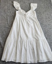 NWT Lilly Pulitzer Lantana Flutter Sleeve Eyelet Midi Dress Women's 14 White