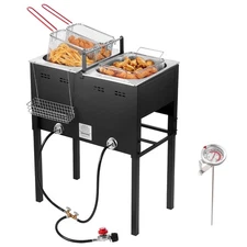 16QT x2 Outdoor Propane Deep Fryer Double Tank Commercial Fryer Fish Cooker