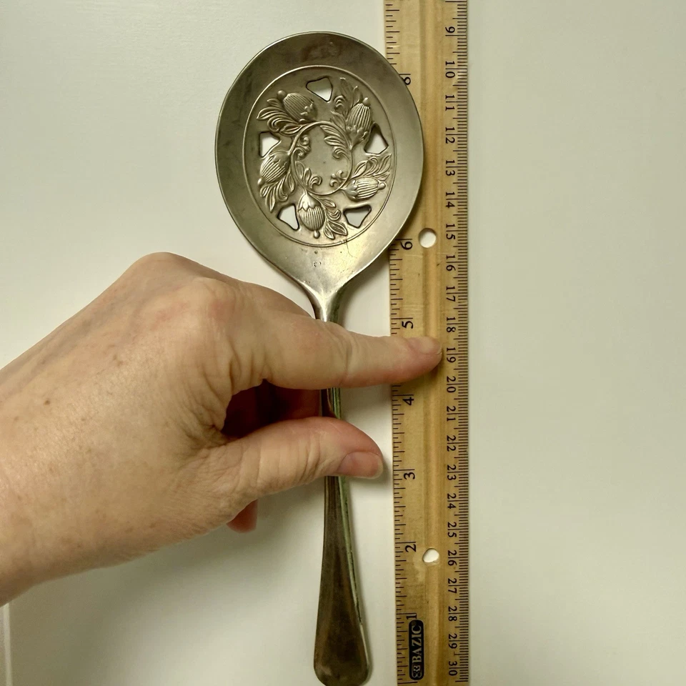 Vintage Leona Italian Silver Plated Detailed Berry Spoon Foto 3 de 3