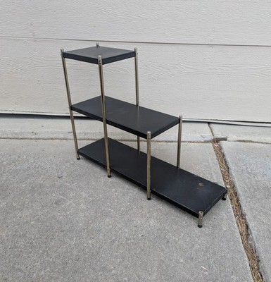 Vintage Mid Century Modern Black Metal Tiered Stair Step Display