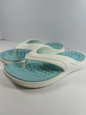 Crocs Reviva Ice Blue Flip Flops Women's 12 Thong Comfort Slip On Men?s 10