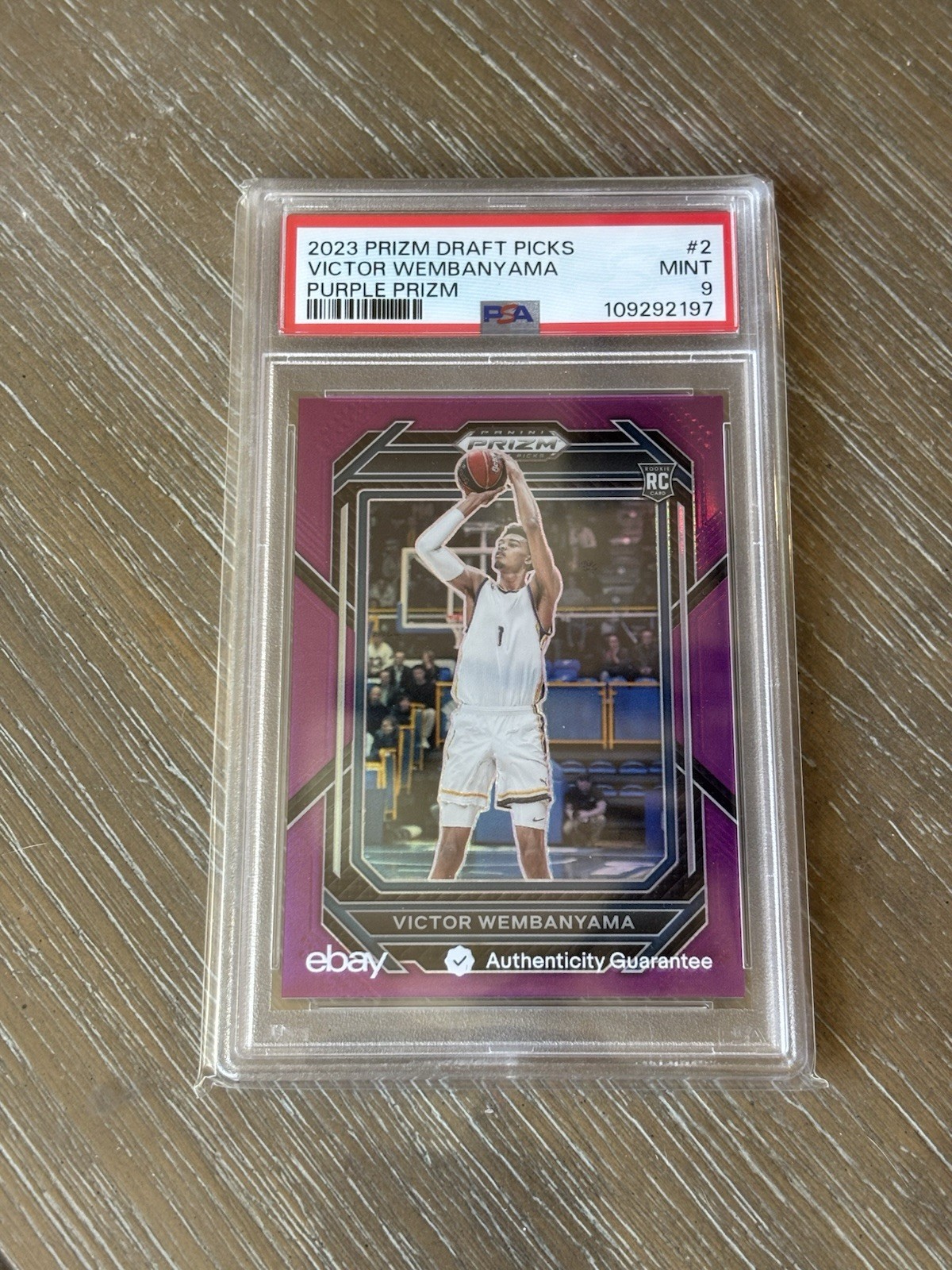 2023 Panini Prizm Draft Picks Victor Wembanyama #2 Purple Prizm /75 (RC) PSA 9