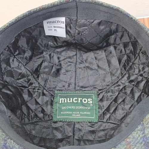 Mucros Weavers Tweed Baseball Cap Green Plaid 100% Wool Size XL Made Ireland - Picture 11 of 17