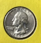 1959-D Washington Quarter, 90% Silver Content AU-BU