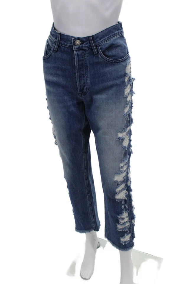 Pantalones de mezclilla 3x1 NYC para mujer cintura alta angustia cinco bolsillos botón mosca talla 27 Foto 2 de 4