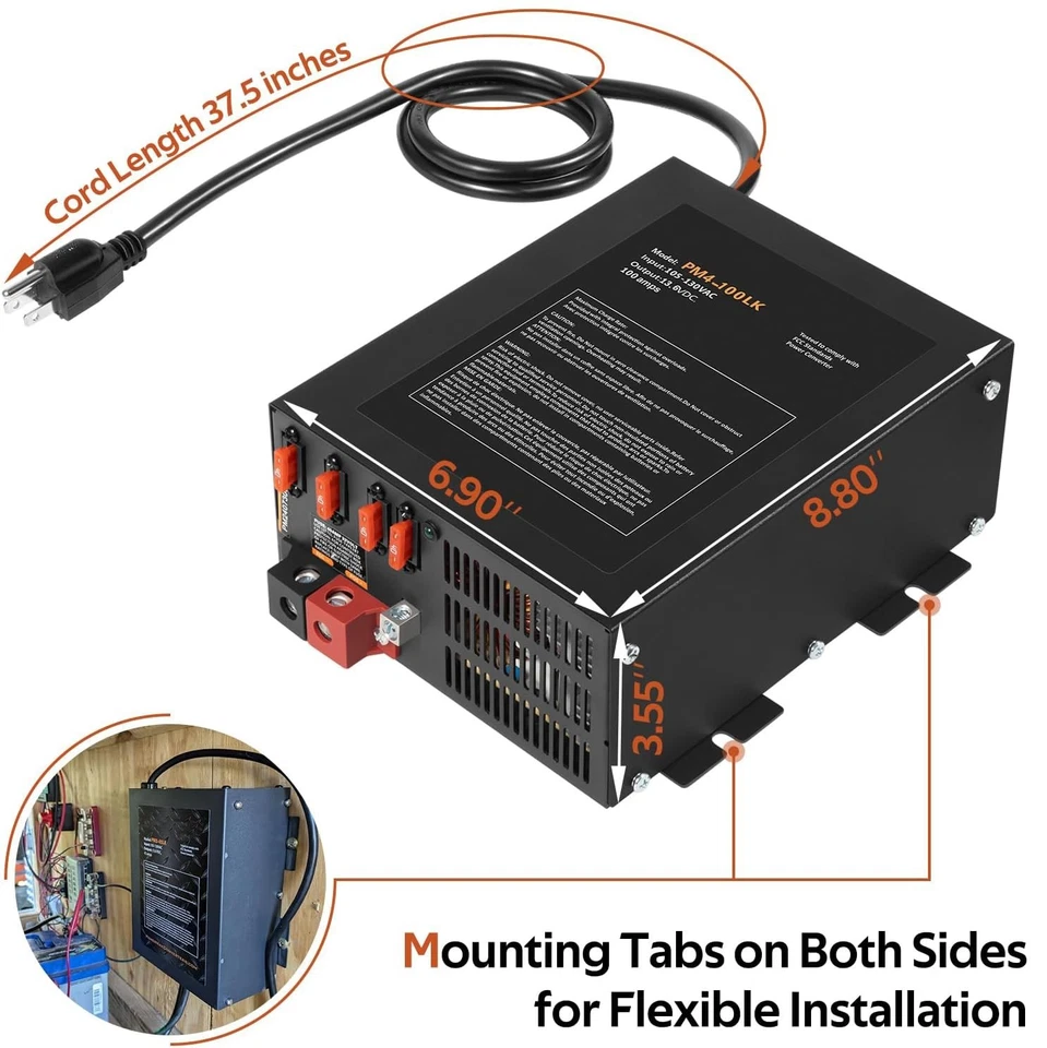 Neu 100 AMP Netzteil 13V-16V CB Amateurfunk PM3-100LK Konverter mit LED Licht - Bild 3 von 4