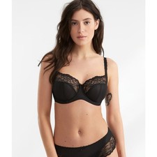 New Panache Jasmine 6951 Balconette Non-Padded Underwired Black Lace Bra 30DD