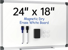 24" x 18" Magnetic Whiteboard for Wall Dry Erase Board with Silver Frame Hanging