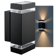 Außen Wandleuchte Up  Down Wandstrahler Lampe IP44 schwarz mit LED GU10 warmweiß