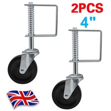 2pcs Spring Loaded Heavy Duty Gate Wheel Farm Timber Door 4" Swivel Wheel Fence