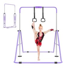 Expandable Gymnastics Bar,Adjustable Height Junior Training Kip Bar,Purple- SALE