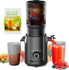 Hobsir 300W Cold Press Slow Juicer 5.3" Large Feed Chute Fruit Vegetable Black