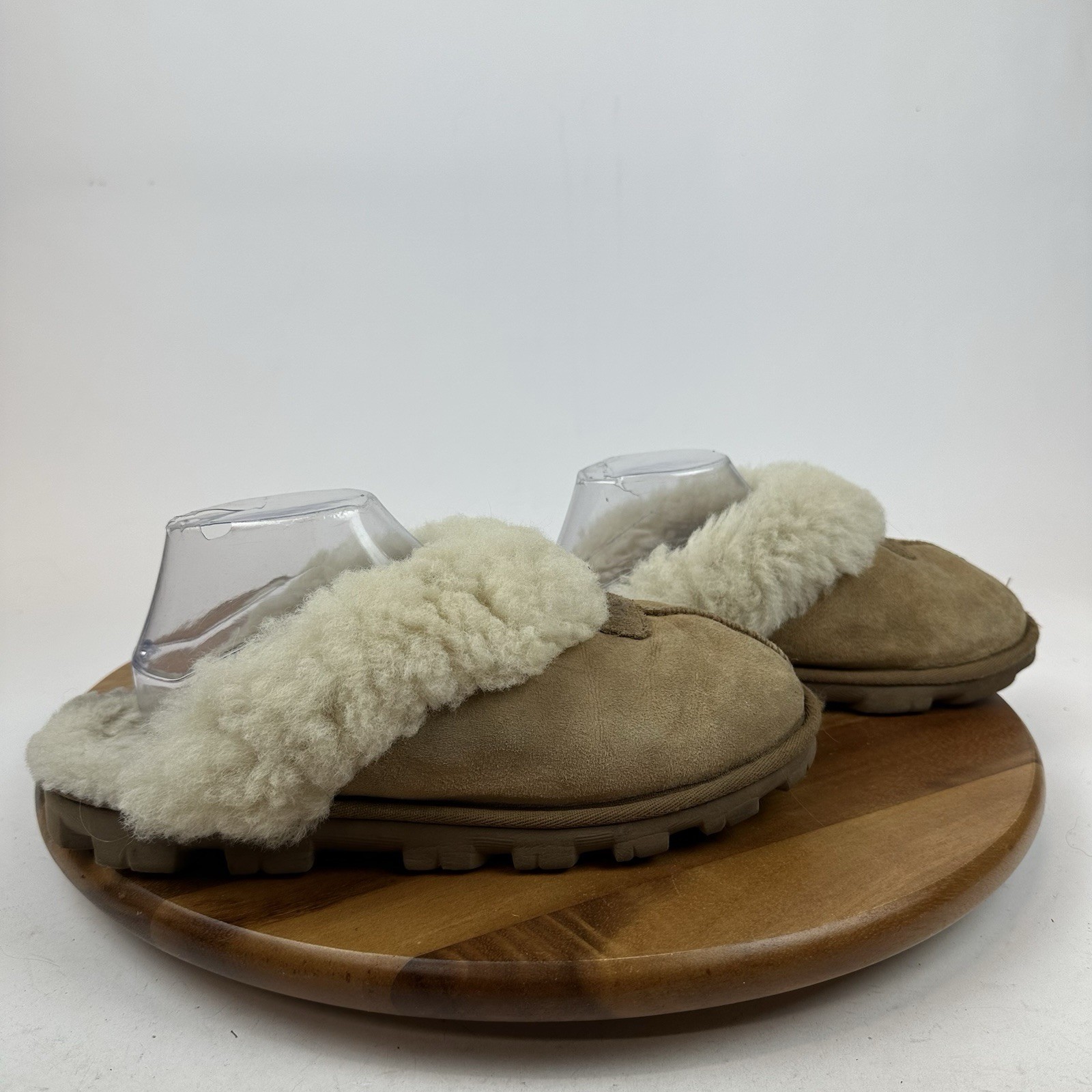 Womens Ugg Coquette Chestnut Shearling Lined Slip On Flat Slippers Shoes Size 9