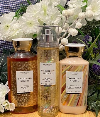 Bath & Body Works  3 Pc SET Twinkling Nights Mist, Body Wash & Lotion RARE, New