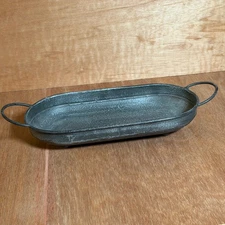 Galvanized Metal Oval Tray Serving Dish Handles Rustic Farmhouse Decor household