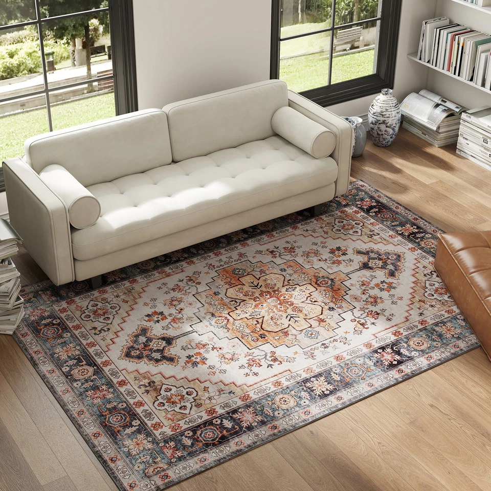 HOMCOM Area Rug, Machine Washable Rug for Living Room