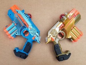Nerf Lazer Tag Phoenix LTX Set of 2 Guns Blue Gold Laser System Tested & Working
