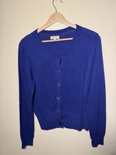 Monsoon Blue Cardigan Size M Cashmere Angora Blend Button Front Knit Top