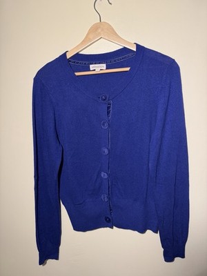 Monsoon blaue Strickjacke Gr. M Kaschmir Angora Mischung Knopfleiste Strick Top